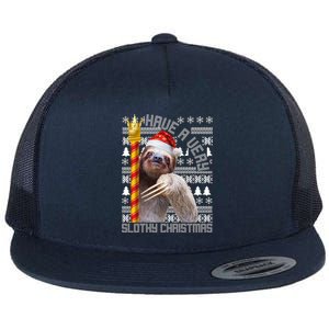 Have a Very Slothy Christmas Sloth Ugly Christmas Flat Bill Trucker Hat