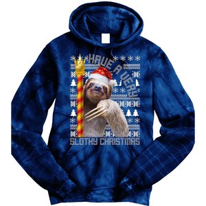 Have a Very Slothy Christmas Sloth Ugly Christmas Tie Dye Hoodie