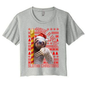 Have a Very Slothy Christmas Sloth Ugly Christmas Women's Crop Top Tee