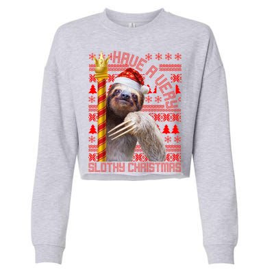 Have a Very Slothy Christmas Sloth Ugly Christmas Cropped Pullover Crew