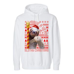 Have a Very Slothy Christmas Sloth Ugly Christmas Garment-Dyed Fleece Hoodie