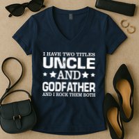 Have Two Titles Uncle And Godfather I Rock Them Both Women's V-Neck T-Shirt