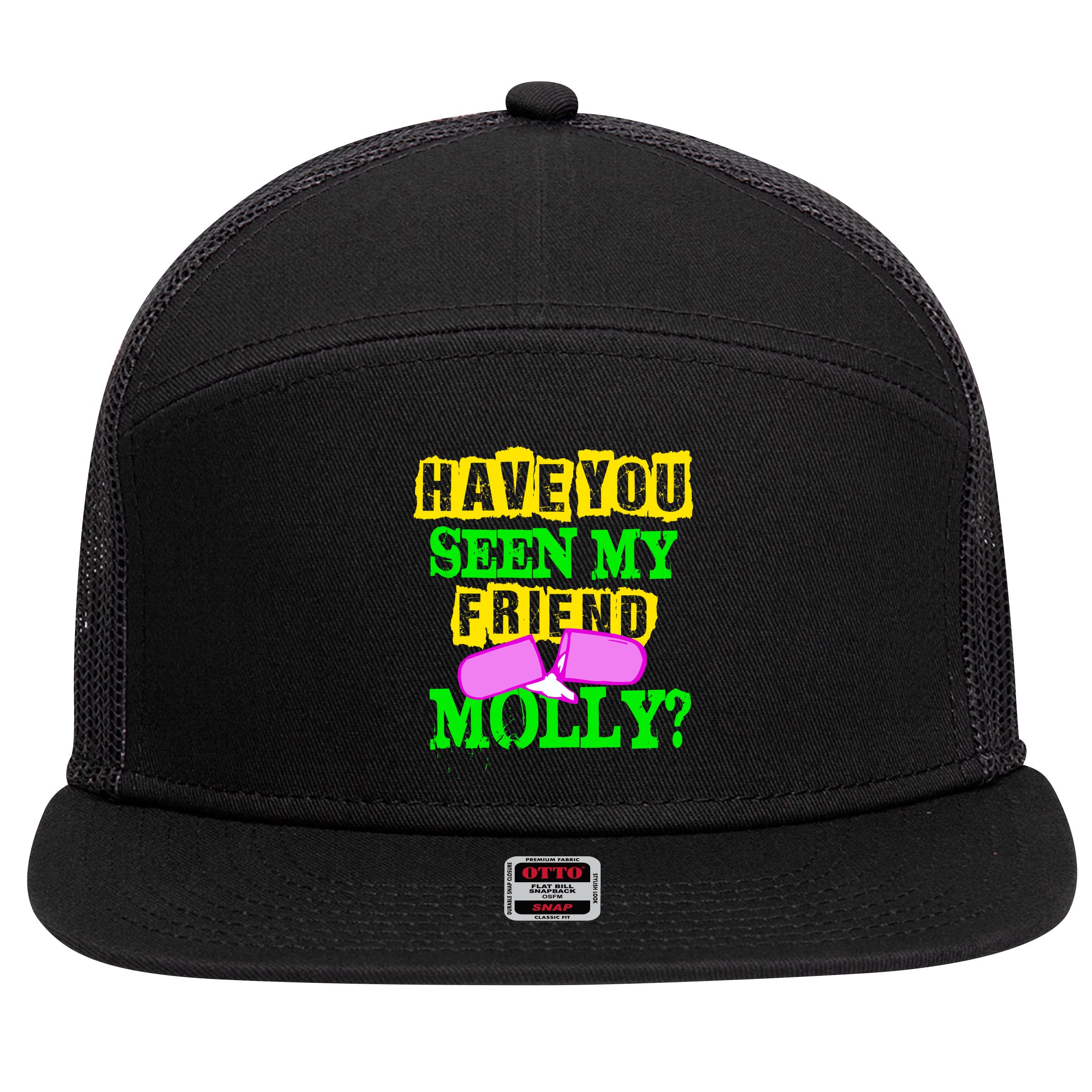 Have You Seen My Friend Molly 7 Panel Mesh Trucker Snapback Hat