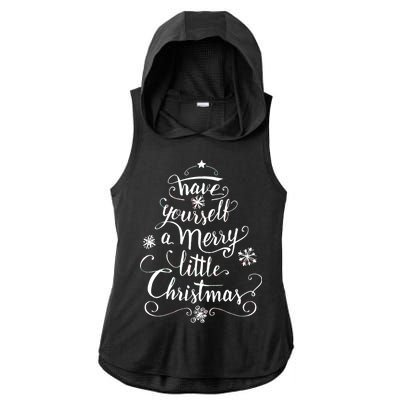 Have yourself a merry little Christmas graphic Ladies PosiCharge Tri-Blend Wicking Draft Hoodie Tank