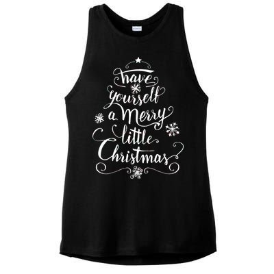 Have yourself a merry little Christmas graphic Ladies PosiCharge Tri-Blend Wicking Tank