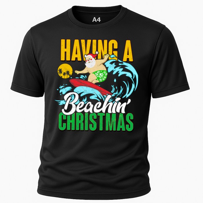 Having A Beachin' Christmas Cooling Performance Crew T-Shirt