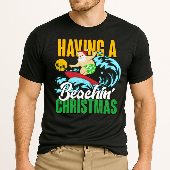 Having A Beachin' Christmas Cooling Performance Crew T-Shirt