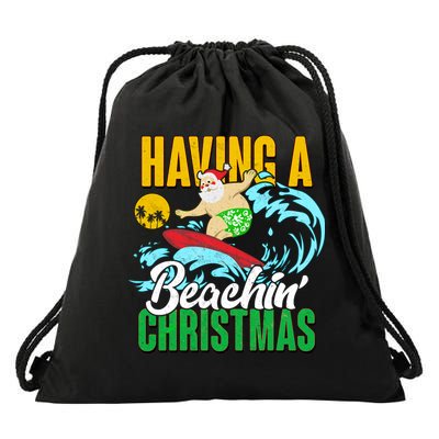 Having A Beachin' Christmas Drawstring Bag