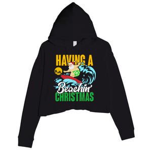 Having A Beachin' Christmas Crop Fleece Hoodie