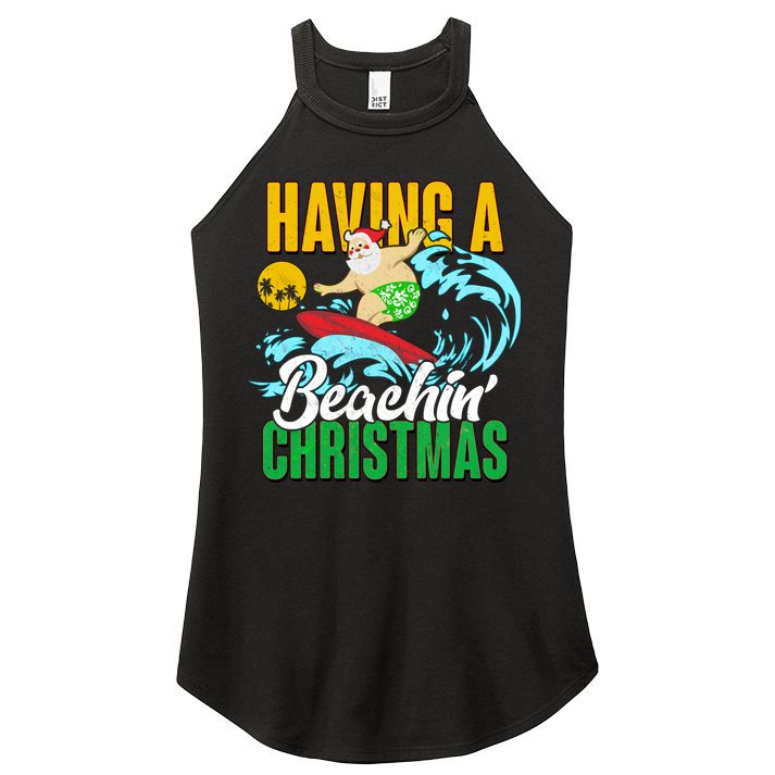 Having A Beachin' Christmas Women's Perfect Tri Rocker Tank