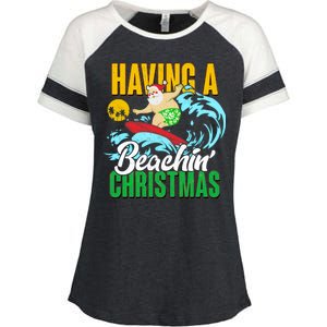 Having A Beachin' Christmas Enza Ladies Jersey Colorblock Tee