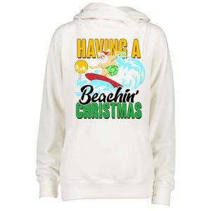 Having A Beachin' Christmas Womens Funnel Neck Pullover Hood