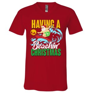 Having A Beachin' Christmas V-Neck T-Shirt