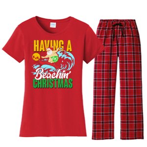 Having A Beachin' Christmas Women's Flannel Pajama Set