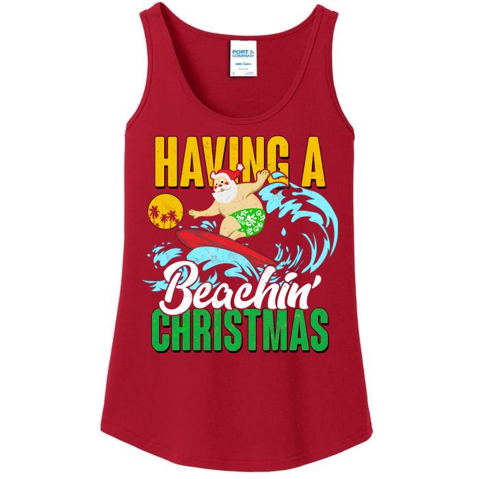 Having A Beachin' Christmas Ladies Essential Tank