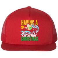 Having A Beachin' Christmas Flat Bill Trucker Hat