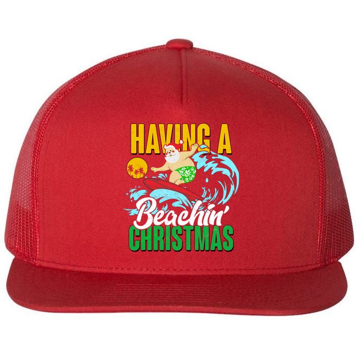 Having A Beachin' Christmas Flat Bill Trucker Hat