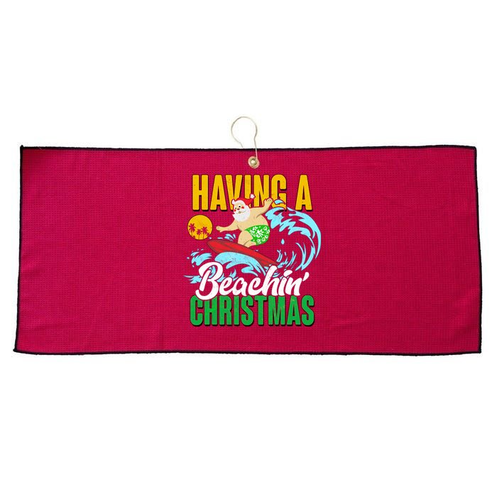 Having A Beachin' Christmas Large Microfiber Waffle Golf Towel