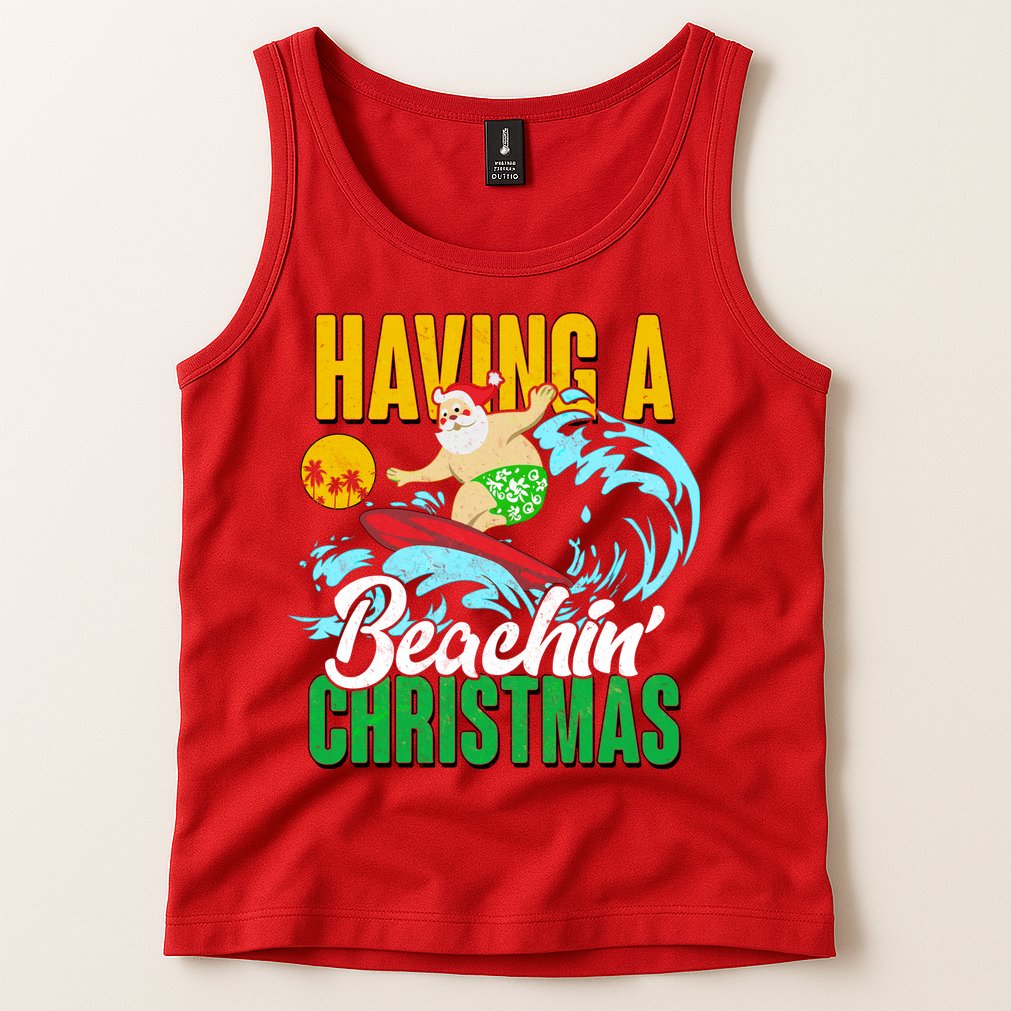 Having A Beachin' Christmas Tank Top