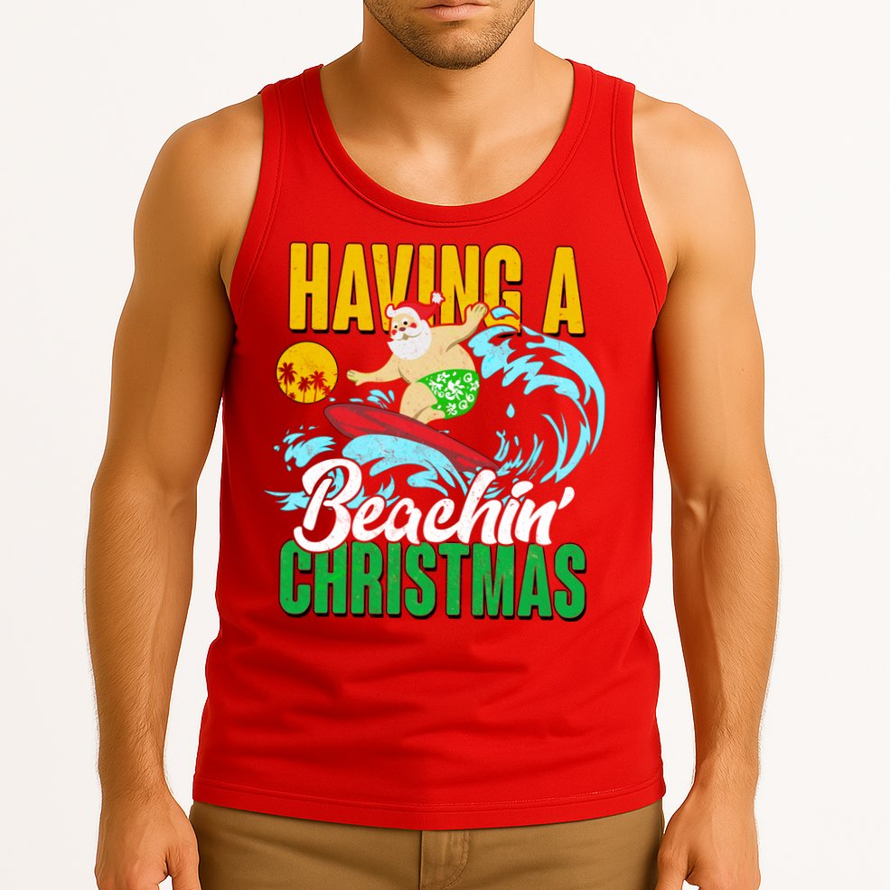 Having A Beachin' Christmas Tank Top