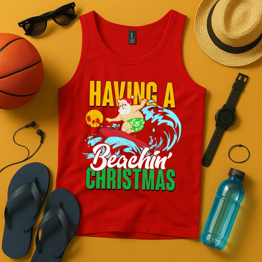 Having A Beachin' Christmas Tank Top
