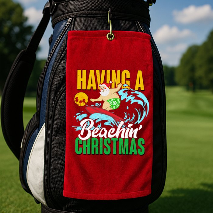 Having A Beachin' Christmas Golf Towel