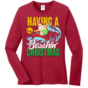 Having A Beachin' Christmas Ladies Long Sleeve Shirt