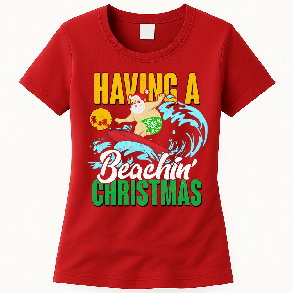 Having A Beachin' Christmas Womens T-Shirt