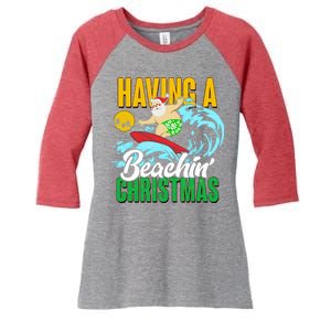 Having A Beachin' Christmas Women's Tri-Blend 3/4-Sleeve Raglan Shirt