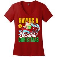 Having A Beachin' Christmas Women's V-Neck T-Shirt