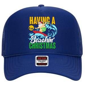 Having A Beachin' Christmas High Crown Mesh Back Trucker Hat