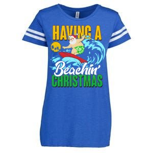 Having A Beachin' Christmas Enza Ladies Jersey Football T-Shirt