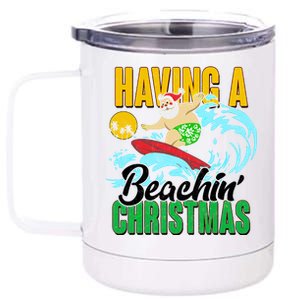 Having A Beachin' Christmas 12 oz Stainless Steel Tumbler Cup