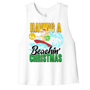 Having A Beachin' Christmas Women's Racerback Cropped Tank