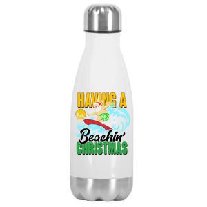 Having A Beachin' Christmas Stainless Steel Insulated Water Bottle