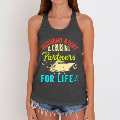 Husband And Wife Cruise Partners For Life 2024 Cruising Women's Knotted Racerback Tank