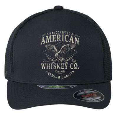 Handcrafted American Whiskey Eagle Vintage Graphic Flexfit Unipanel Trucker Cap