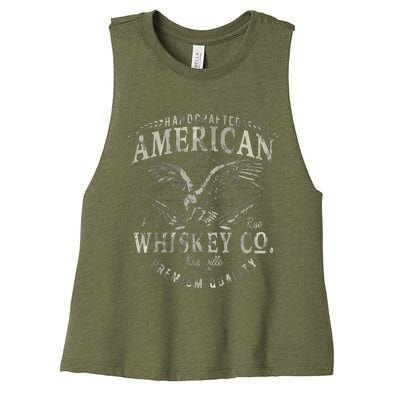 Handcrafted American Whiskey Eagle Vintage Graphic Women's Racerback Cropped Tank