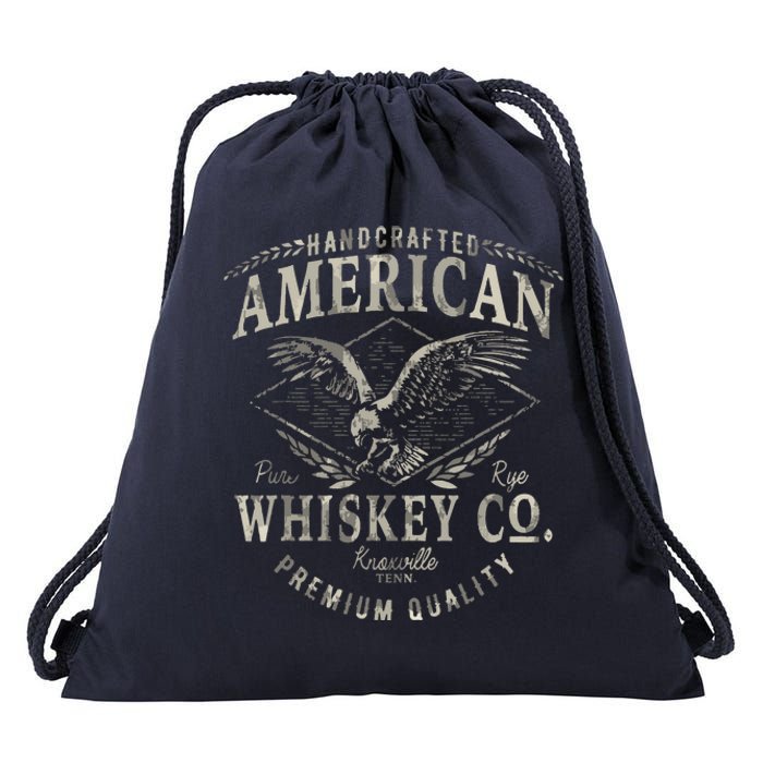 Handcrafted American Whiskey Eagle Vintage Graphic Drawstring Bag