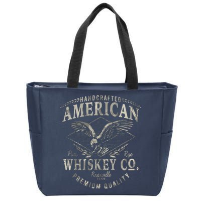 Handcrafted American Whiskey Eagle Vintage Graphic Zip Tote Bag