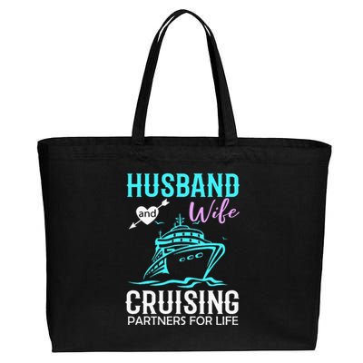 HUSBAND AND WIFE CRUISING PARTNERS FOR LIFE CRUISE COUPLES Cotton Canvas Jumbo Tote