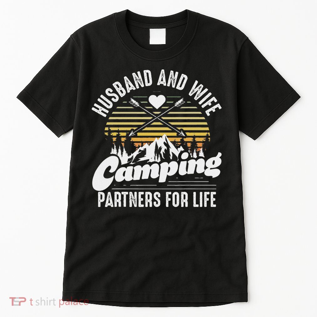 Husband And Wife Camping Partners For Life Gift Funny Camper Tall T-Shirt