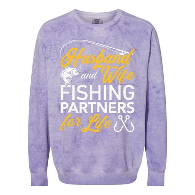 Husband and wife fishing partners for life Colorblast Crewneck Sweatshirt