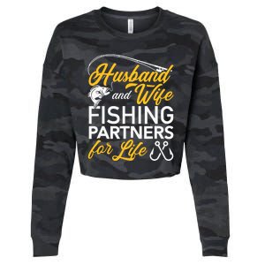 Husband and wife fishing partners for life Cropped Pullover Crew