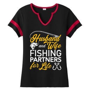 Husband and wife fishing partners for life Ladies Halftime Notch Neck Tee