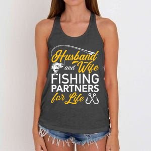 Husband and wife fishing partners for life Women's Knotted Racerback Tank