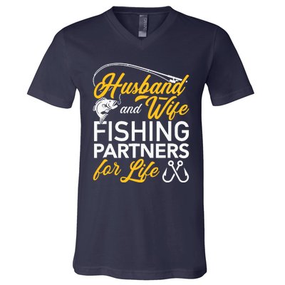 Husband and wife fishing partners for life V-Neck T-Shirt