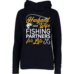 Husband and wife fishing partners for life Womens Funnel Neck Pullover Hood