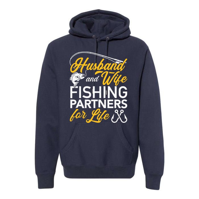 Husband and wife fishing partners for life Premium Hoodie