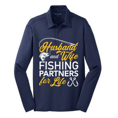 Husband and wife fishing partners for life Silk Touch Performance Long Sleeve Polo